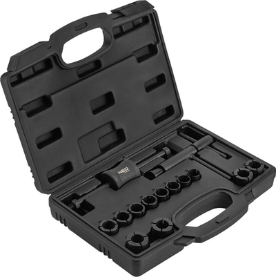 Set veglash NEO për pistona frenash, 12 adaptera 19‑30 mm, me valixhe, ngjyrë e zezë