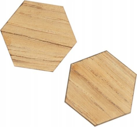 Magnete dekorativ Naga Hexagon, set 2 copë, dru, ngjyrë natyrale