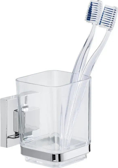 Mbajtëse furçash dhëmbësh Vacuum-Loc Quadro Tumbler, montim me vakum, plastike, transparente