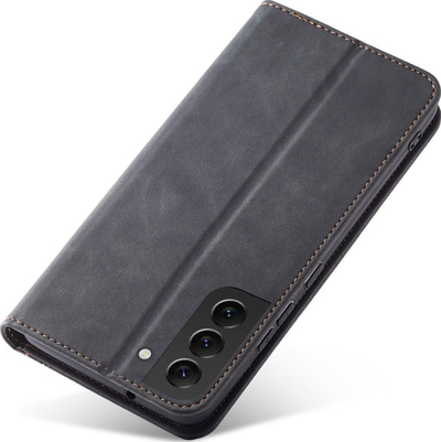 Këllëf magnetik Fancy për Samsung Galaxy S23, tip libër, me xhepa kartash, i zi