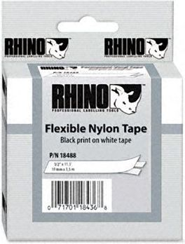 Shirit etiketues Dymo 18488, 12mm x 3.5m, najlon fleksibël, i zi mbi të bardhë