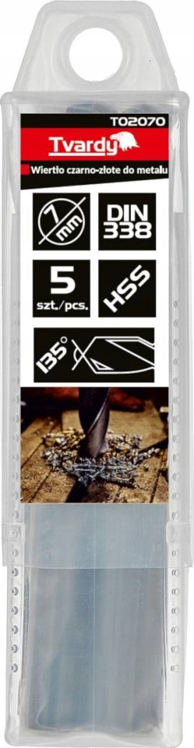 Stërvitëse për metal Tvardy HSS, 7.0mm, TiN, zezë ari