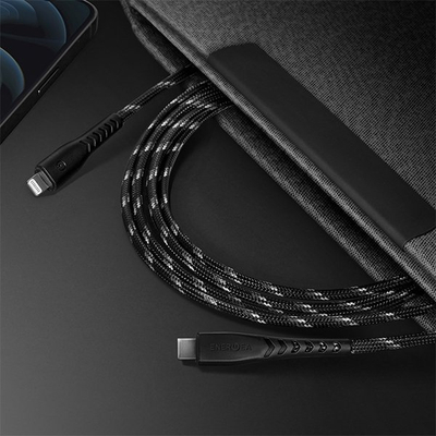 Kabllo karikimi Energea Nyloflex CBL-NFCL-RED150, USB C në Lightning, 1.5m, e bardhë
