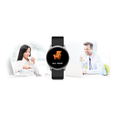 Smartwatch G.Rossi SW010-13, ekran i rrumbullakët, rrip silikoni, i zi