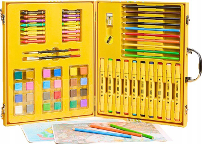 Set arti Lean Toys Yellow Duck, 84 pjesë, valixhe, e verdhë
