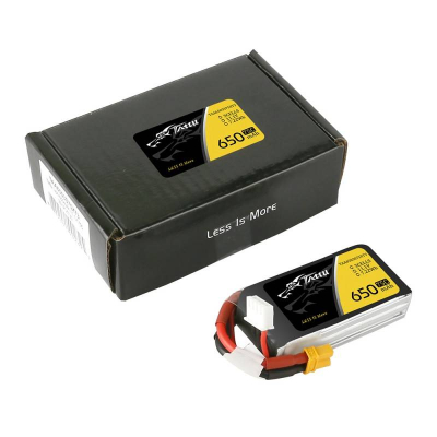 Bateri LiPo Tattu 650mAh 3S1P, 11.1V, 75C, e zezë