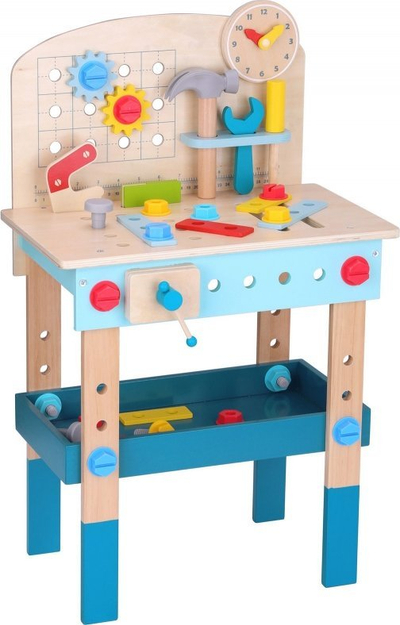 Lodër tavolinë pune Tooky Toy Work Bench, dru, 40x26x65 cm, shumëngjyrëshe