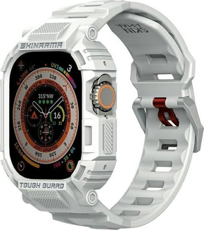 Rrip me kasë Skinarma Mecha 2 në 1 për Apple Watch 49mm, TPU, gri e çelët