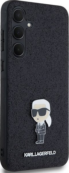 Maskë Karl Lagerfeld Fixed Glitter Metal Ikonik, për Samsung Galaxy A35 5G, e zezë
