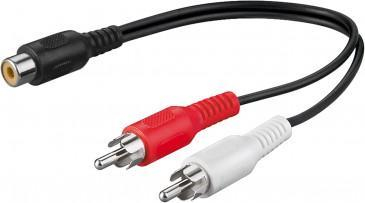 Kabllo audio splitter Wentronic Goobay AVK 108-0020, RCA 1 në 2, 20 cm, e zezë