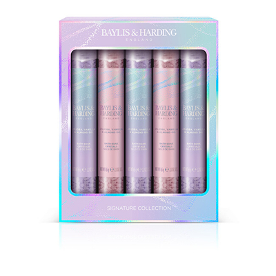 Set kristale vaske Baylis & Harding Jojoba, Vanilla & Almond Oil, 5 x 65 g