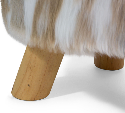 Tabure dekorativ TEXAS Faux Fur, këmbë druri, shumëngjyrësh