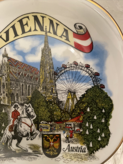 Pjatë dekorative Hassenpflug Vienna, porcelan, 20 cm, e bardhë me buzë me ar