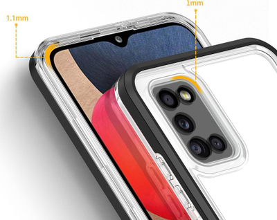 Mbrojtëse telefoni Hurtel Clear 3in1 për Samsung Galaxy A03s, hibride, transparente, me kornizë të zezë