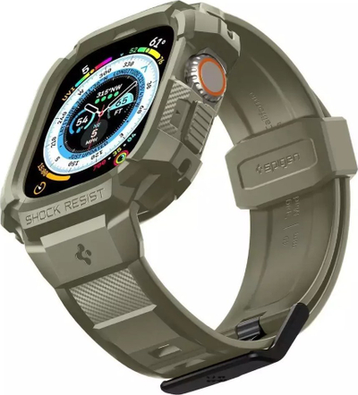 Rrip ore inteligjente Spigen Rugged Armor Pro për Apple Watch Ultra 49mm, TPU, Vintage Khaki