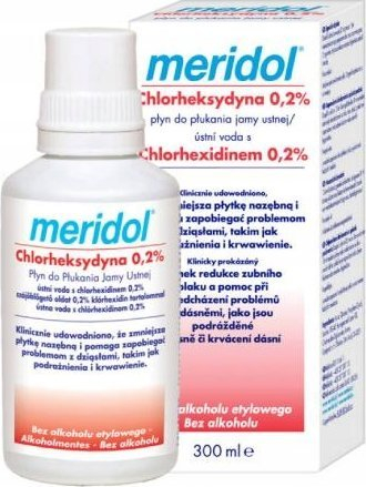 Испирач за уста Meridol Mouthwash, 0.2% хлорхексидин, 300 ml, без алкохол