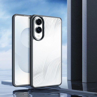 Маска за телефон Dux Ducis Aimo за Samsung S25 Edge, проѕирна, рамка TPU, црна