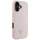 Заштитна маска Guess Grained Hot Stamp Peony Triangle Logo MagSafe за iPhone 16, компатибилна со MagSafe, светло розова