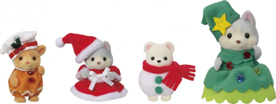 Set figurina Sylvanian Families 5710 Happy Christmas Friends, 4 mini figura, për shpi kukullash, shumëngjyrësh