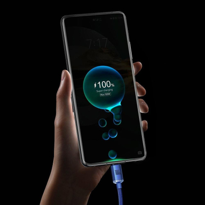 Kabllo USB në USB C Baseus Crystal Shine CAJY000403, 100W, 1.2m, blu