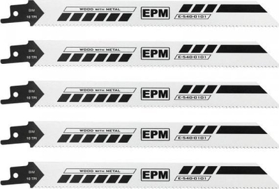 Set tehe sharrë reciproke EPM S1022, 200mm, dru 10TPI, 5 copë