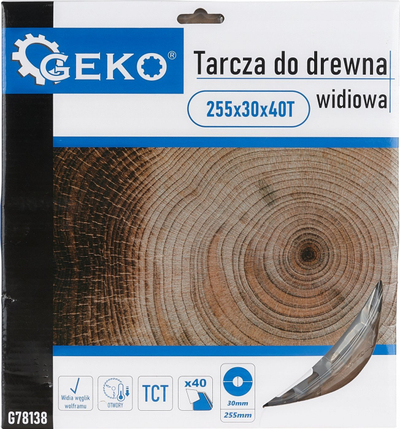 Disk sharre rrethore GEKO G78138, 255x30mm, 40 dhëmbë TCT, ngjyrë argjendtë