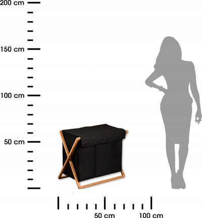Kuti rrobash KESPER Laundry Box, me kapak, 60L, e zezë