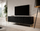 Komodë TV Chest Bed Meble HOLE, 190x40.5x59.5 cm, MDF dhe chipboard, e zezë mat