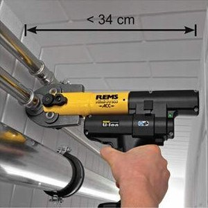 Pajisje shtypëse tubash Rems Mini-Press ACC, 420W, bateri 14.4V Li-Ion, e verdhë e zezë