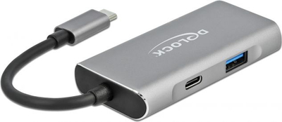 Hub USB DeLOCK 63261, USB‑C në 3x USB‑A edhe USB‑C, 10 Gbps, gri
