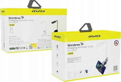 Lampë tavoline Awei W20, LED, me karikim wireless 15W, e zezë