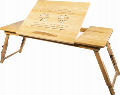 Маса за лаптоп LEOBERT Bamboo XL, 73x37 cm, прилагодлива висина, природно кафеава