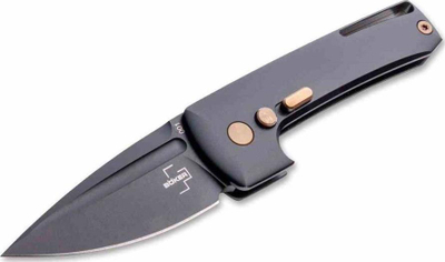 Thikë automatike Boker Plus Harlock Mini, çelik 154CM, dorezë çeliku, e zezë