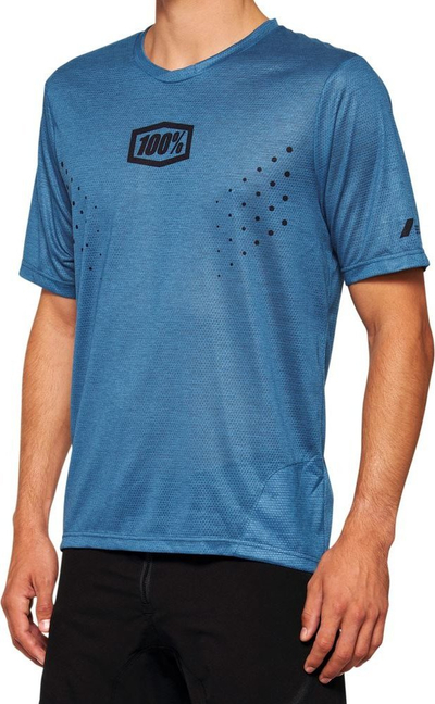 Bluzë çiklizmi 100% AIRMATIC Mesh Jersey, për meshkuj, mëngë të shkurtra, blu e hirtë, S