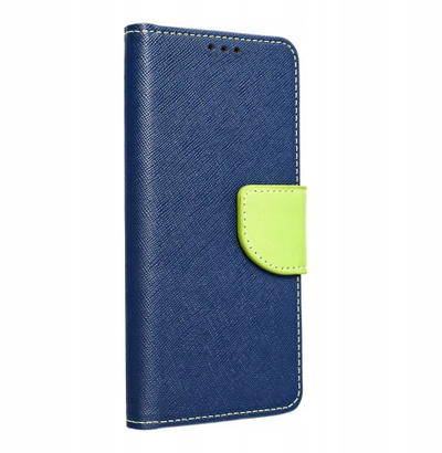 Футрола книга Fancy за Xiaomi Redmi Note 14 5G, со држач за картички, темно сина и лимета