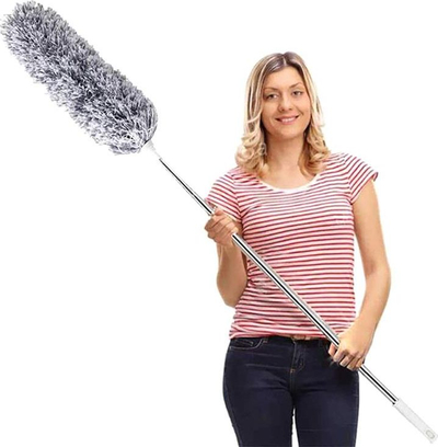 Furçë pluhuri teleskopike me mikrofibër, 280cm, me koka të lëvizshme, gri