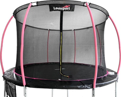 Trampolinë LEAN Sport Max 10ft, diametër 305 cm, me rrjetë sigurie, e zezë me rozë
