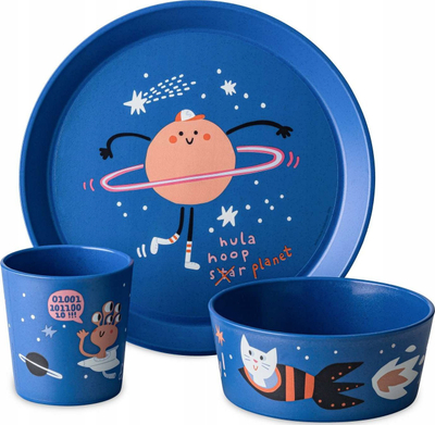 Set enësh për kalamaj Koziol Space, 3 copa, organik, blu