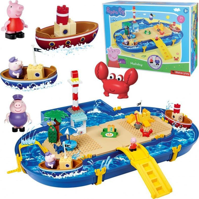 Lodër ujore dhe rëre Big Waterplay Holiday Peppa Pig, pistë uji, për fëmijë 3+