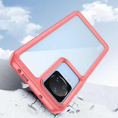 Mbrojtëse telefoni Hurtel Outer Space për Xiaomi Poco F4 5G, kornizë e butë, transparente, e kuqe