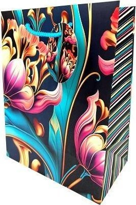 Qese dhuratash për zbukurim Matte Bag Tulips GB23125, 18x23x10cm, shumëngjyrëshe