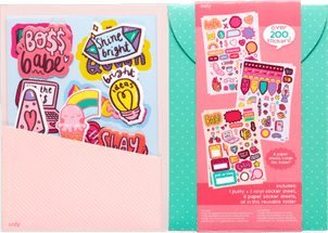 Set ngjitësash OOLY Girl Boss Sticker Stash, 200 copë, dosje e ripërdorshme, rozë
