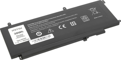 Bateri laptopi Mitsu D2VF9 për Dell Vostro 14 Inspiron 15, 3400mAh, 11.1V, e zezë