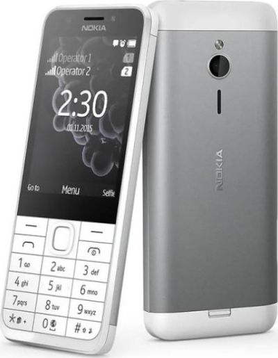 Telefoni Nokia 230 Dual SIM, ekran 2.8", kamerë 2MP, argjendtë