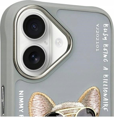 Kuti mbrojtëse Nimmy Glasses Cool Dog për iPhone 16, 6.1", gri