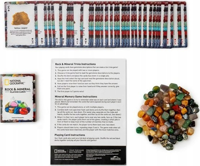 Lojë me letra National Geographic Rock Bingo Gemstone Trivia, 150 gurë e minerale, për kalamaj 8+