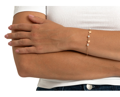 Byzylyk Troli me yje dhe perla, çelik inox, rose gold