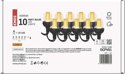 Drita dekorative varg Emos Chain Party DCPV01, 10x10 LED, 4.5m, e bardhë e ngrohtë