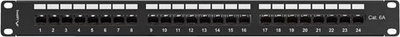 Patch panel Lanberg PP6A, 24 porta, 1U 19", Cat.6A UTP, me organizues kabllosh, i zi