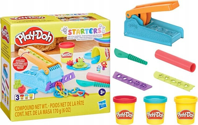 Set lodër Play-Doh Fun Factory Starter Set, 3 kanaçe, aktivitete arti, multingjyrësh